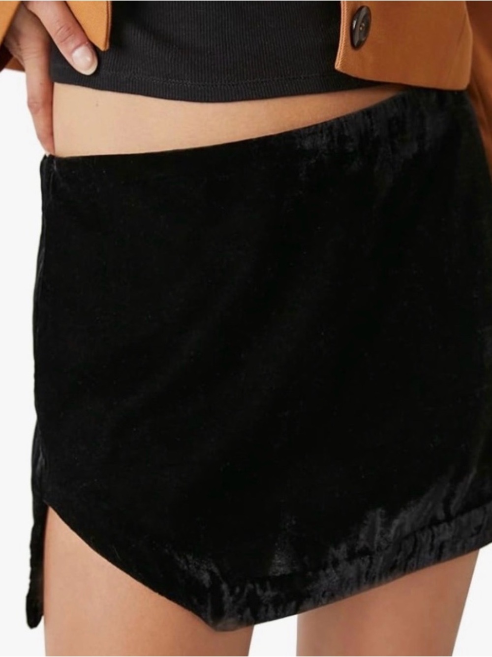 Free People Annalise Black Velvet Mini Skirt Size 4
